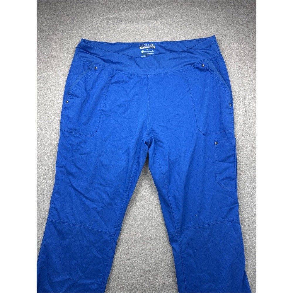 Healing Hands Purple Label Blue Yoga Scrub Pants Women's XLP‎ Pockets